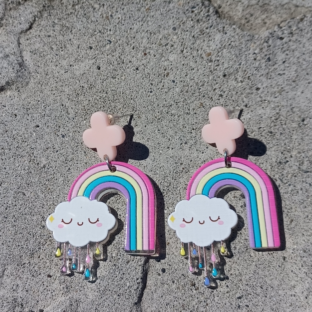 Rainbow Cloud Earrings Girls